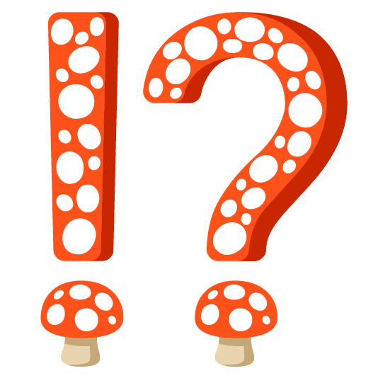 Exclamation question mark and Mushroom