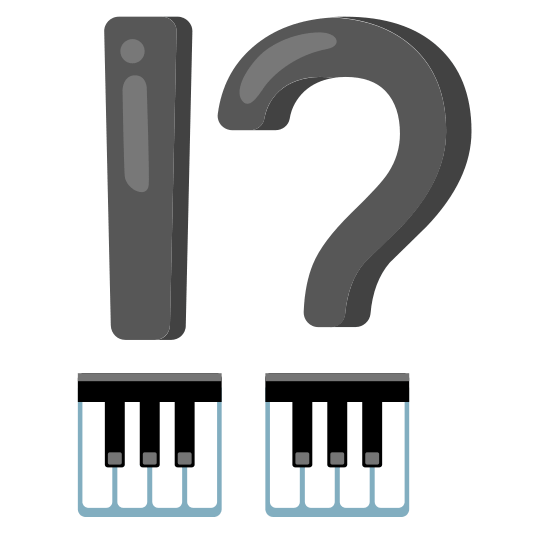 Exclamation question mark and Musical keyboard