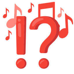 exclamation question mark and musical notes
