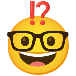 exclamation question mark and nerd face