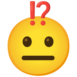exclamation question mark and neutral face