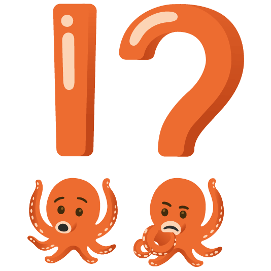 Exclamation question mark and Octopus