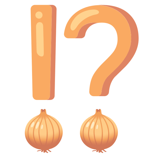 Exclamation question mark and Onion