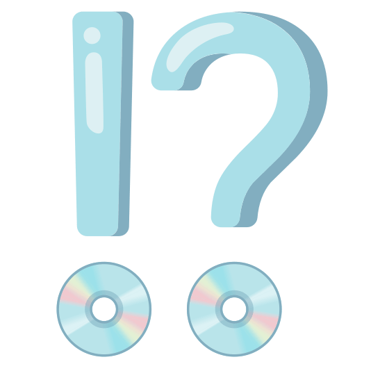 Exclamation question mark and Optical disk