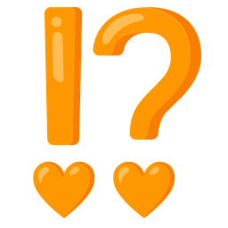 exclamation question mark and orange heart