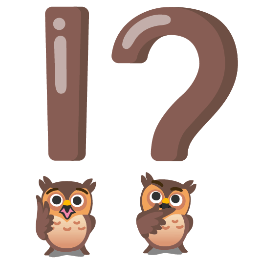 Exclamation question mark and Owl