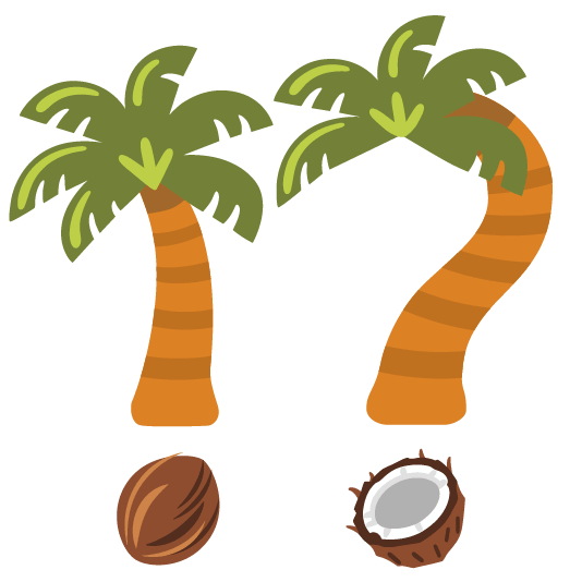 Exclamation question mark and Palm tree