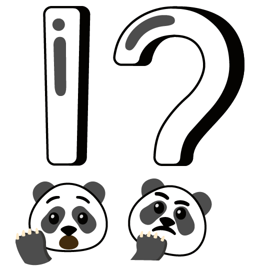 Exclamation question mark and Panda