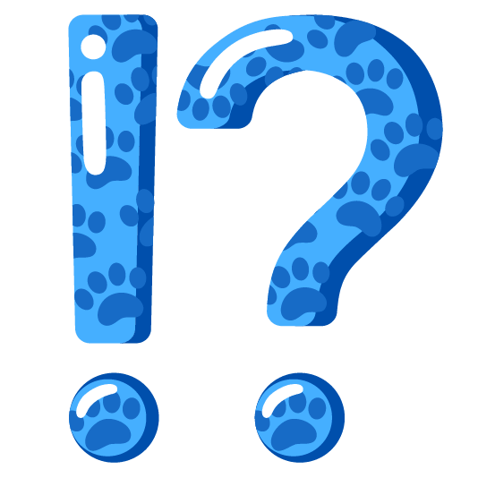 Exclamation question mark and Paw prints