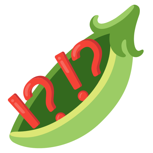 Exclamation question mark and Pea pod