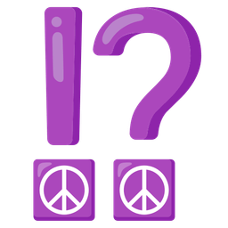 exclamation question mark and peace symbol