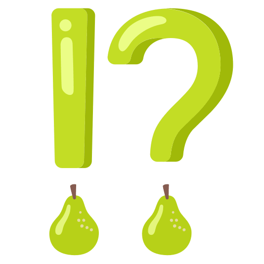 Exclamation question mark and Pear