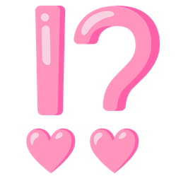 exclamation question mark and pink heart