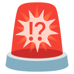 exclamation question mark and police car light