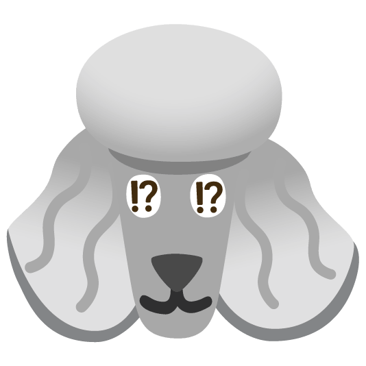 Exclamation question mark and Poodle