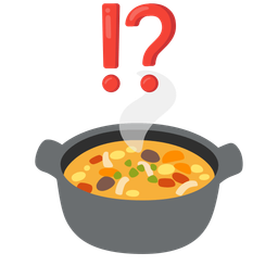 exclamation question mark and pot of food