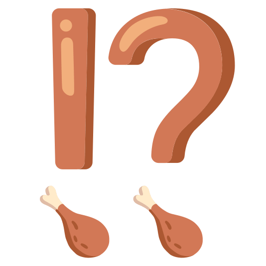 Exclamation question mark and Poultry leg