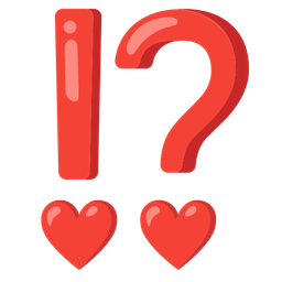 exclamation question mark and red heart