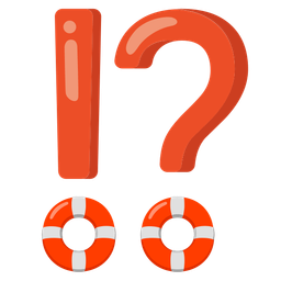 exclamation question mark and ring buoy