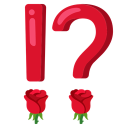 exclamation question mark and rose