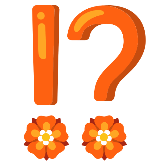 Exclamation question mark and Rosette