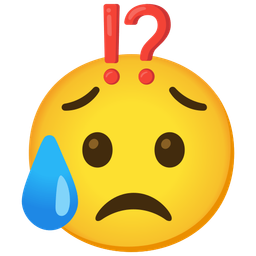exclamation question mark and sad but relieved face