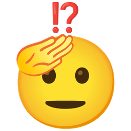 exclamation question mark and saluting face