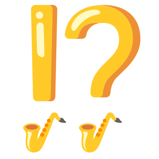 Exclamation question mark and Saxophone