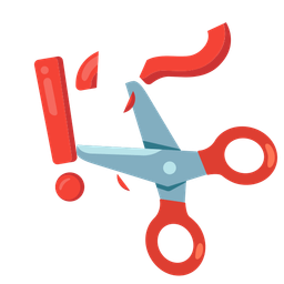 exclamation question mark and scissors