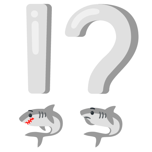 Exclamation question mark and Shark