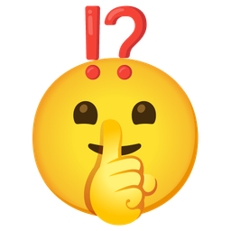 exclamation question mark and shushing face
