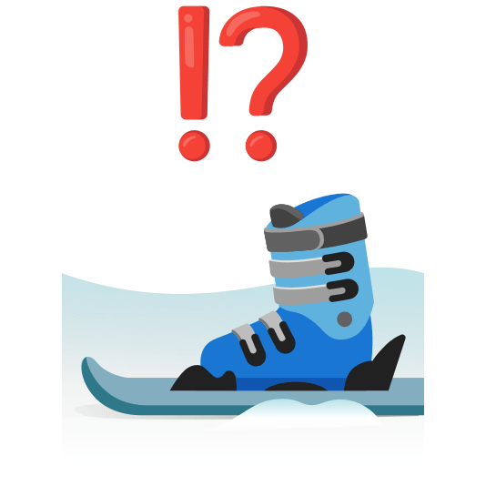 Exclamation question mark and Skis