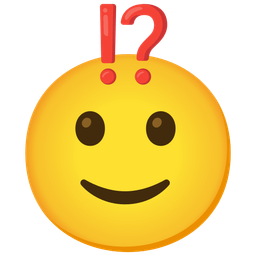 Exclamation question mark and Slightly smiling face