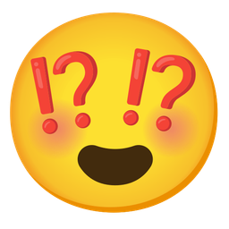 Exclamation question mark and Smiling face with heart-eyes