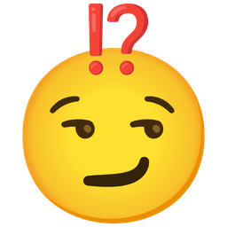 exclamation question mark and smirking face