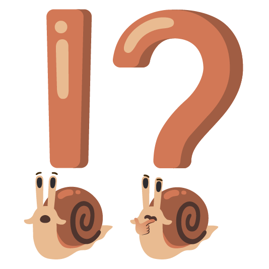 Exclamation question mark and Snail