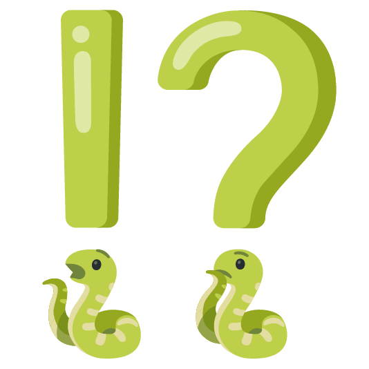 Exclamation question mark and Snake