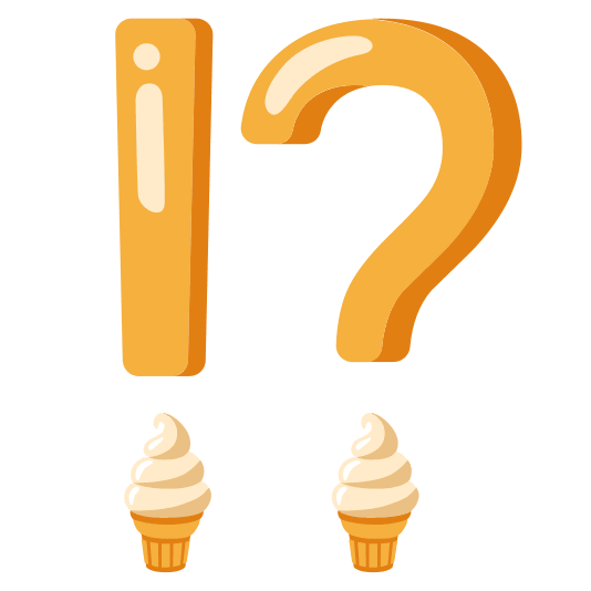 Exclamation question mark and Soft ice cream