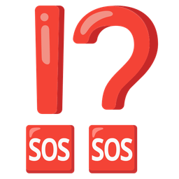 exclamation question mark and SOS button