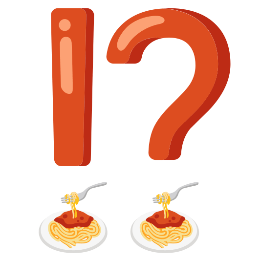 Exclamation question mark and Spaghetti