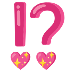 exclamation question mark and sparkling heart