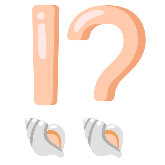 Exclamation question mark and Spiral shell