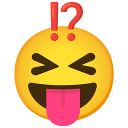 Exclamation question mark and Squinting face with tongue