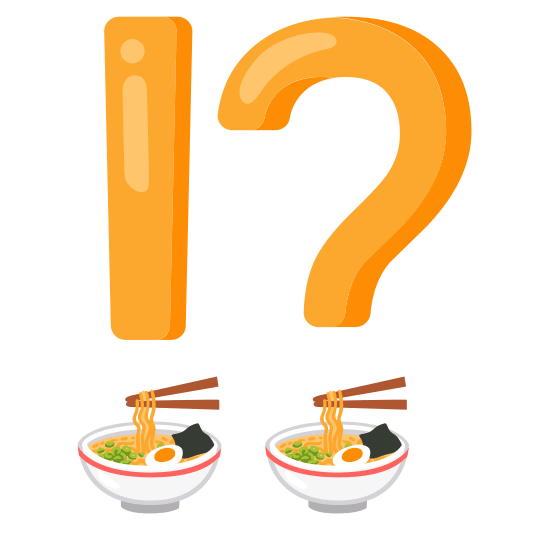 Exclamation question mark and Steaming bowl