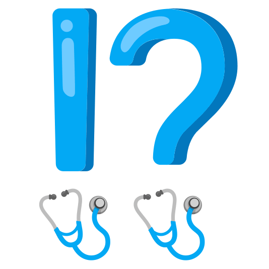 Exclamation question mark and Stethoscope
