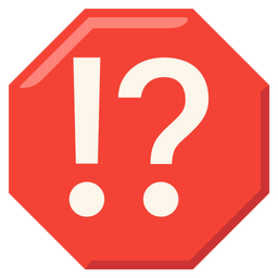 exclamation question mark and stop sign