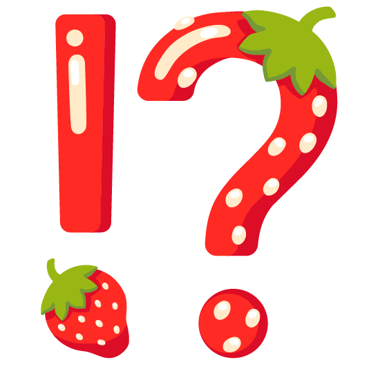 Exclamation question mark and Strawberry