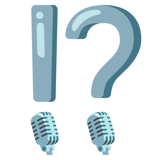 Exclamation question mark and Studio microphone