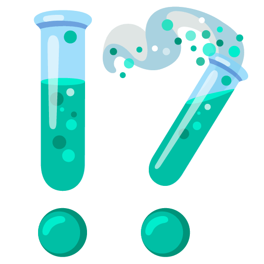 Exclamation question mark and Test tube