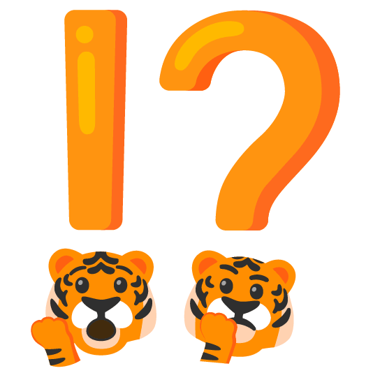 Exclamation question mark and Tiger face